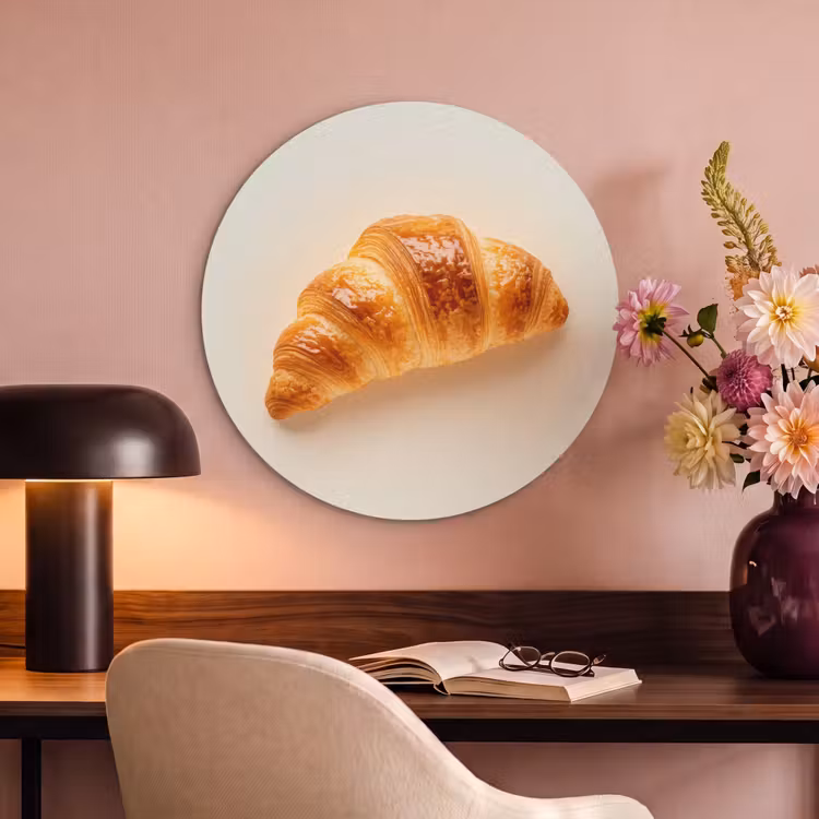 Akoestisch schilderij rond - Croissant - Brood - Beige — 2