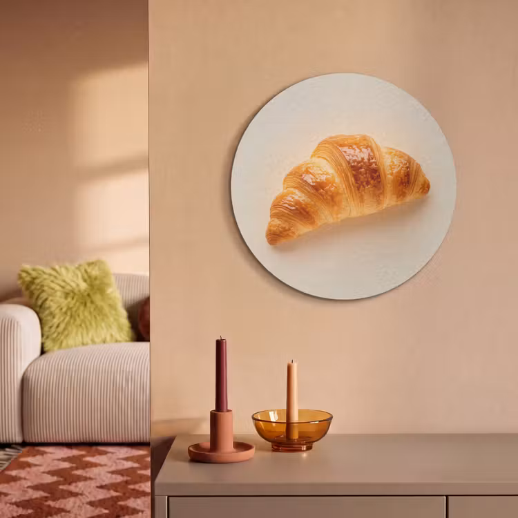 Akoestisch schilderij rond - Croissant - Brood - Beige — 3