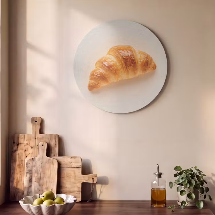 Akoestisch schilderij rond - Croissant - Brood - Beige — 4