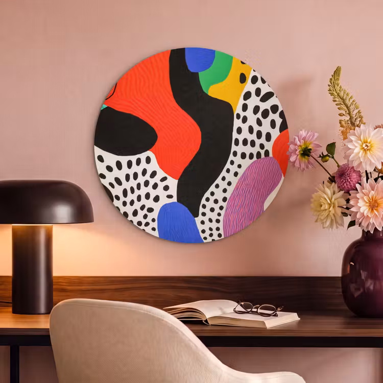 Akoestisch schilderij rond - Abstract - Vormen - Kleuren - Stippen — 2
