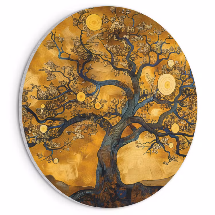 Akoestisch schilderij rond - Boom - Levensboom - Abstract - Goud — 1