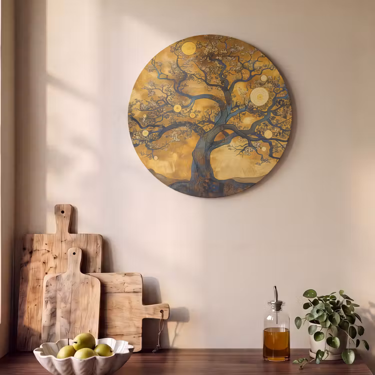 Akoestisch schilderij rond - Boom - Levensboom - Abstract - Goud — 4