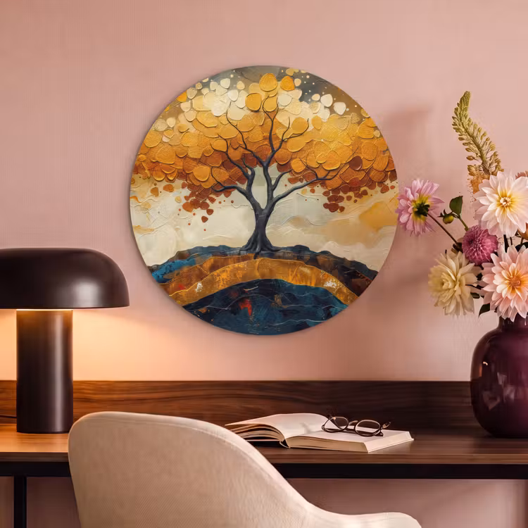 Akoestisch schilderij rond - Boom - Natuur - Goud - Modern — 2