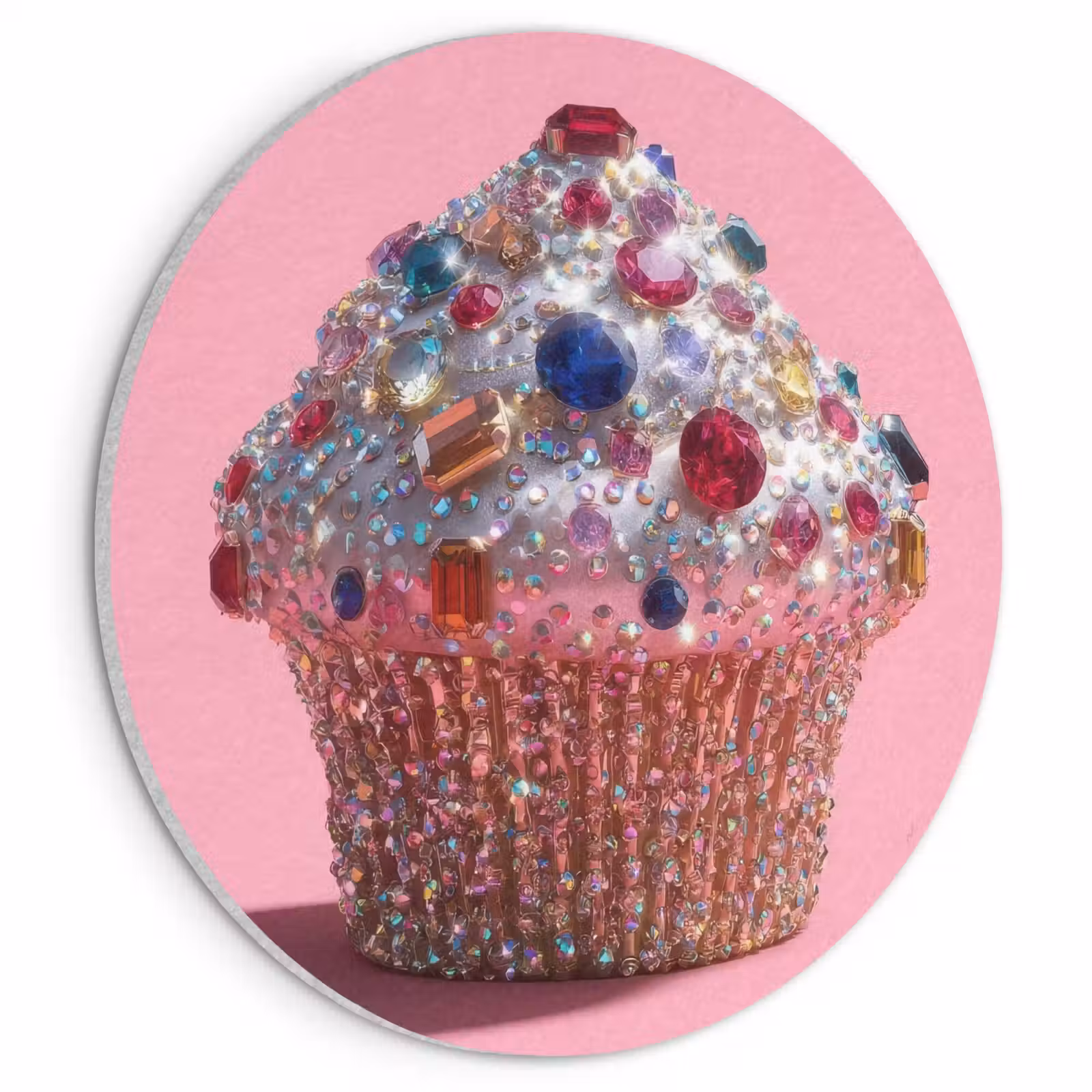Akoestisch schilderij rond - Cupcake - Kleurrijk - Edelstenen — 1