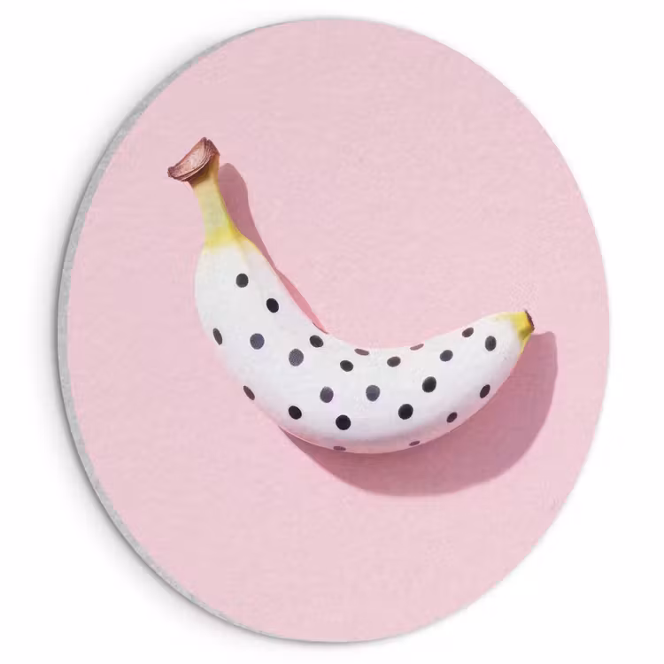 Akoestisch schilderij rond - Banaan - Stippen - roze — 1