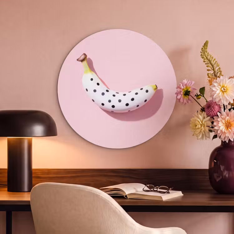 Akoestisch schilderij rond - Banaan - Stippen - roze — 2