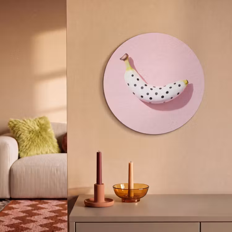 Akoestisch schilderij rond - Banaan - Stippen - roze — 3