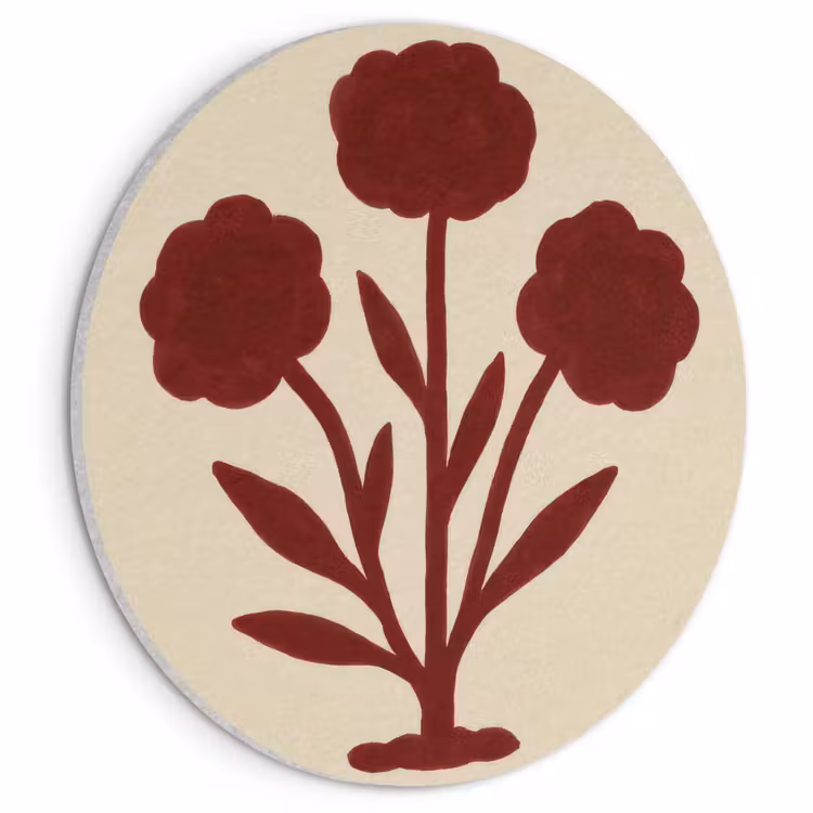 Akoestisch schilderij rond - Bloemen - Bladeren - Rood - Minimalistisch — 1