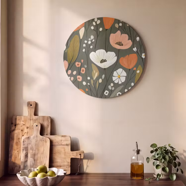 Akoestisch schilderij rond - Bloemen - Illustratie - Groen — 4