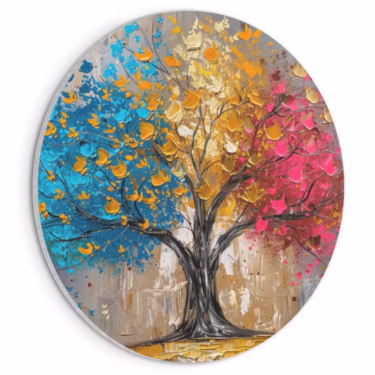 Akoestisch schilderij rond - Boom - Kleurrijk - Grijs - Modern — 1