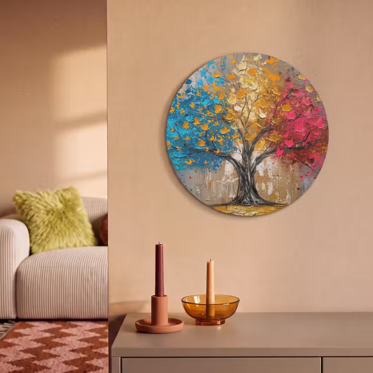 Akoestisch schilderij rond - Boom - Kleurrijk - Grijs - Modern — 3