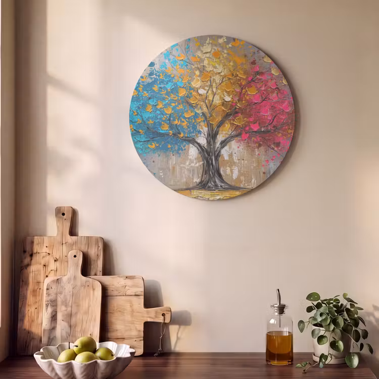 Akoestisch schilderij rond - Boom - Kleurrijk - Grijs - Modern — 4