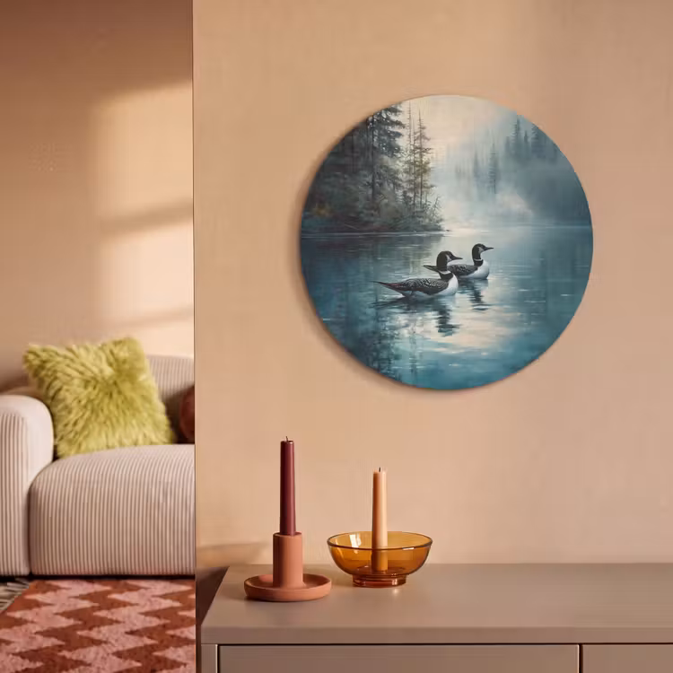 Akoestisch schilderij rond - Bos - Water - Eenden - Mistig — 3