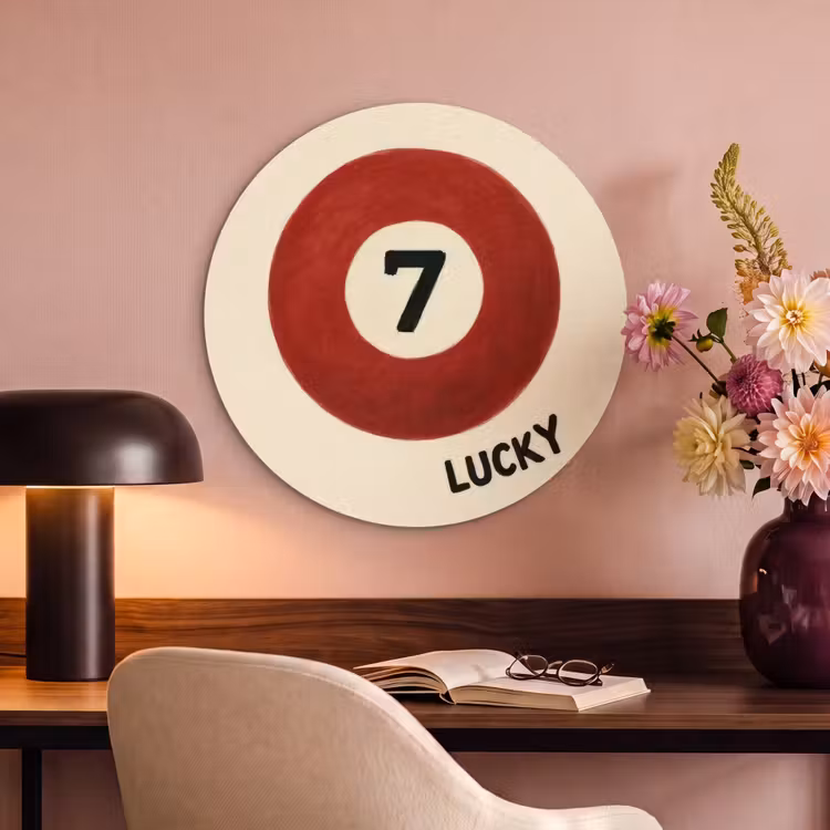 Akoestisch schilderij rond - Cirkel - Zeven - Lucky - Rood — 2
