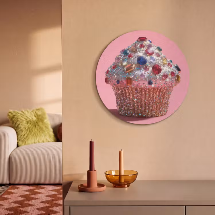 Akoestisch schilderij rond - Cupcake - Kleurrijk - Edelstenen — 3
