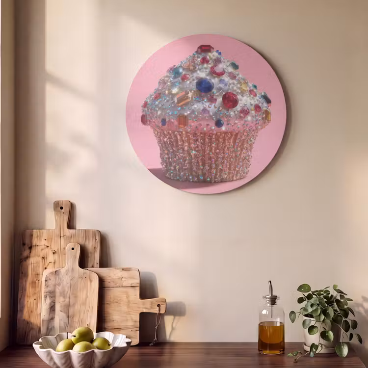 Akoestisch schilderij rond - Cupcake - Kleurrijk - Edelstenen — 4