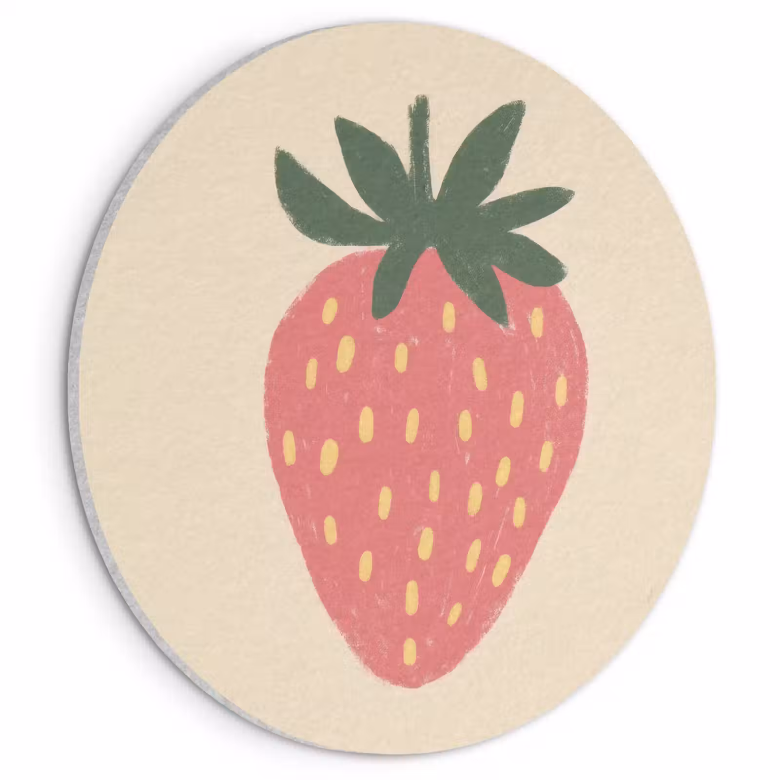 Akoestisch schilderij rond - Aardbei - Minimalistisch - Rood - Fruit — 1