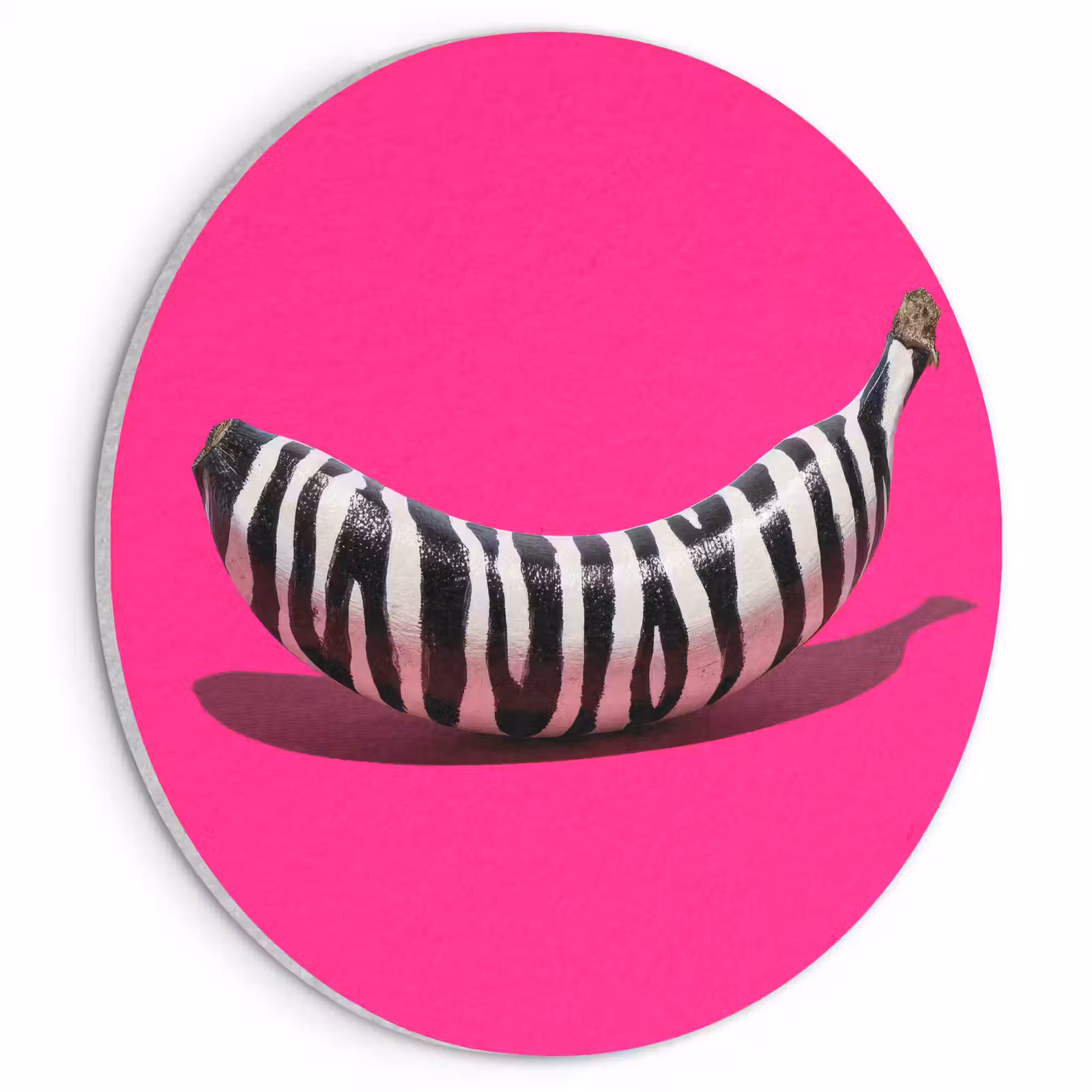 Akoestisch schilderij rond - Banaan - Zebraprint - Roze — 1