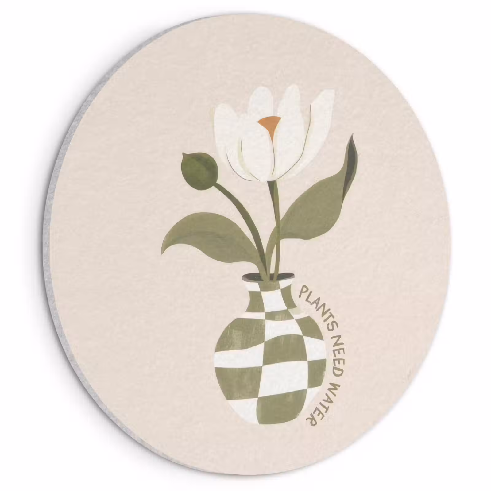 Akoestisch schilderij rond - Bloem - Wit - Vaas - Quote — 1