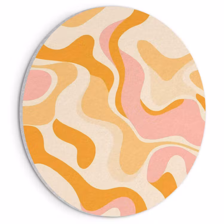 Akoestisch schilderij rond - Abstract - Golvend - Oranje — 1