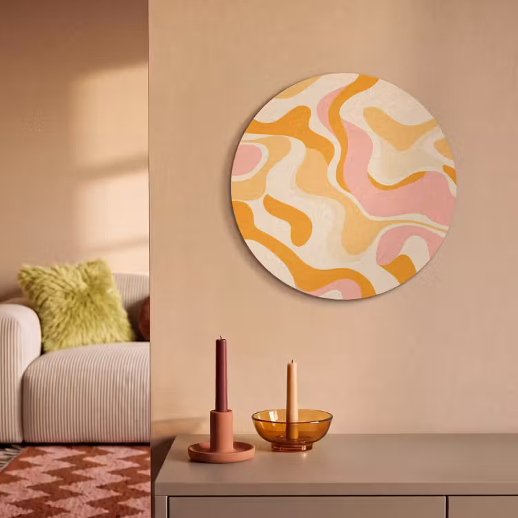Akoestisch schilderij rond - Abstract - Golvend - Oranje — 3