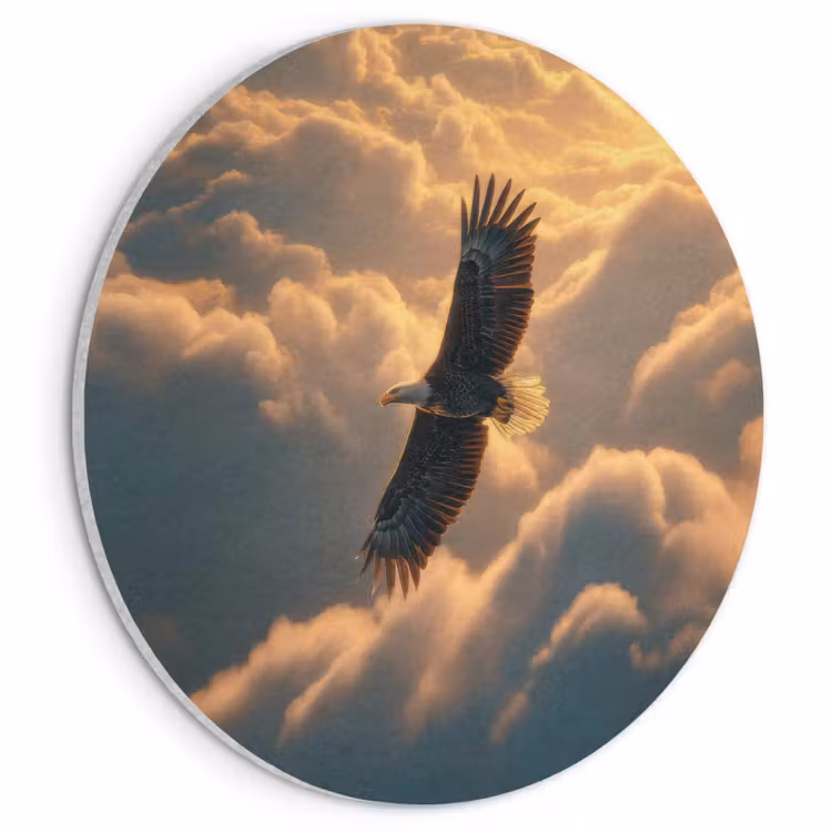 Akoestisch schilderij rond - Adelaar - Wolken - Zon — 1