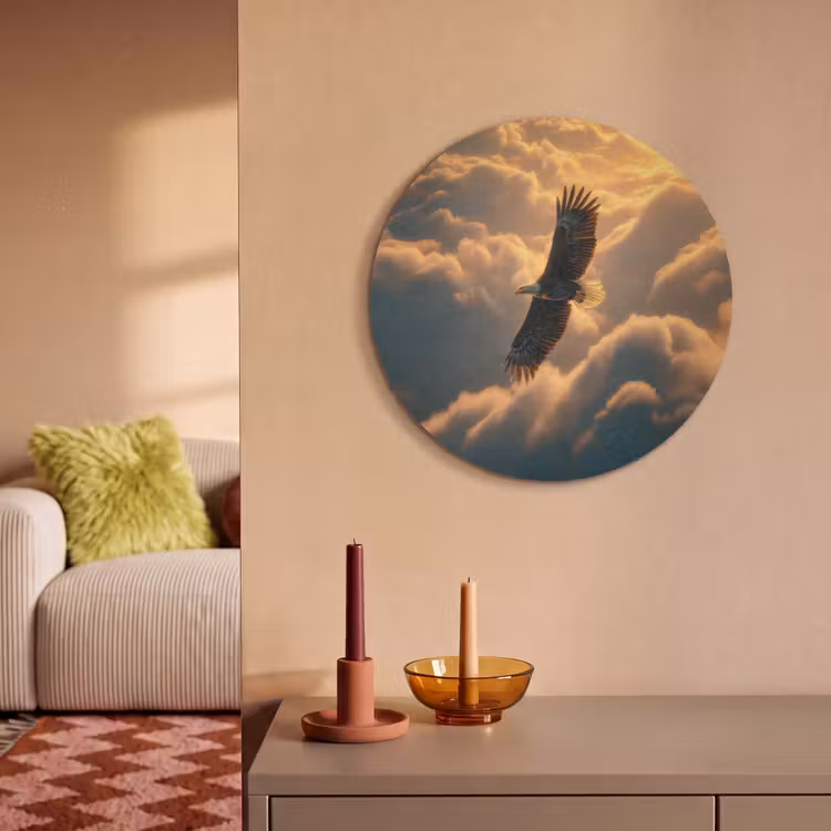 Akoestisch schilderij rond - Adelaar - Wolken - Zon — 3