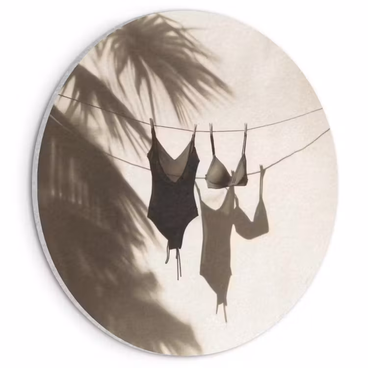 Akoestisch schilderij rond - Badkleding - Palmbomen - Schaduw - Tropisch — 1