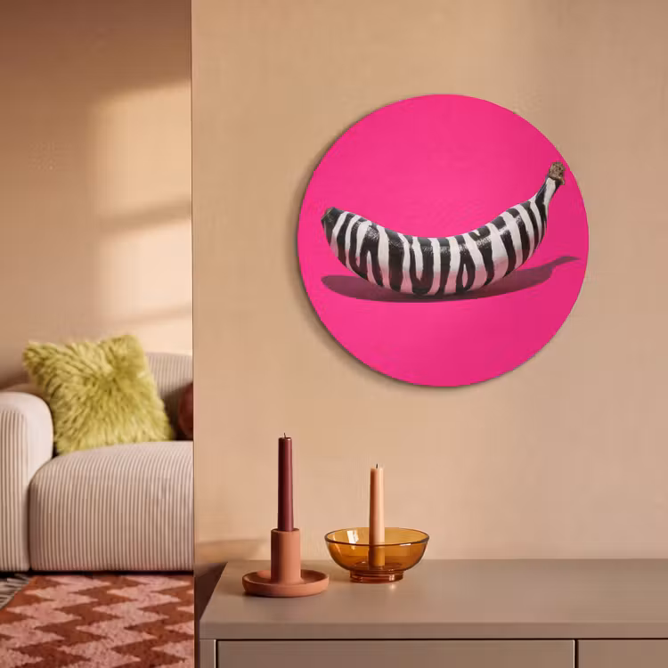 Akoestisch schilderij rond - Banaan - Zebraprint - Roze — 3