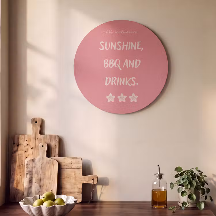 Akoestisch schilderij rond - BBQ - Quote - Roze - Zomer — 4