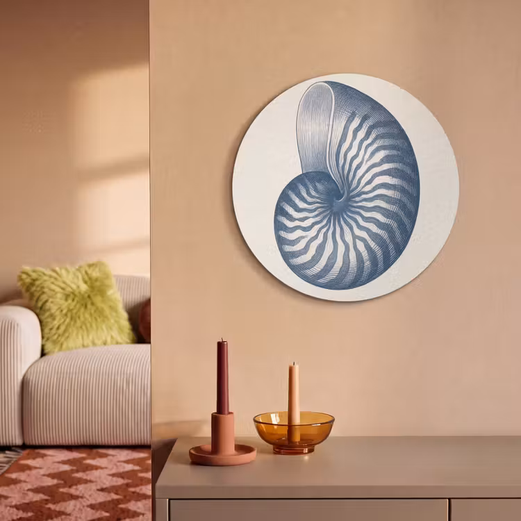 Akoestisch schilderij rond - Blauw - Schelp - Spiraal — 3