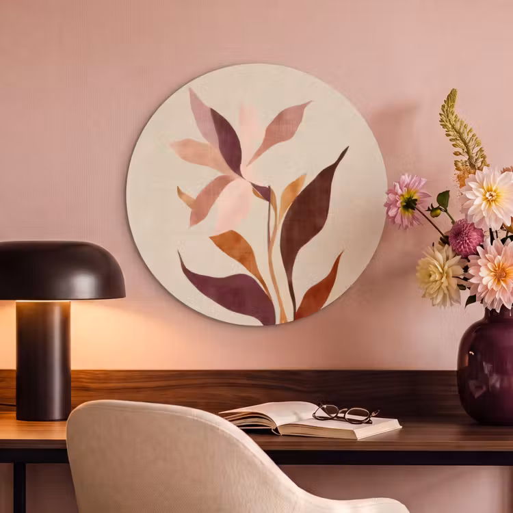 Akoestisch schilderij rond - Bloemen - Blaadjes - Minimalistisch - Roze — 2