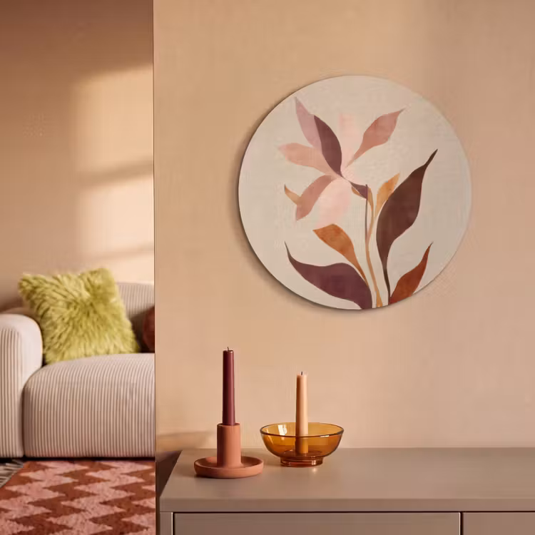 Akoestisch schilderij rond - Bloemen - Blaadjes - Minimalistisch - Roze — 3