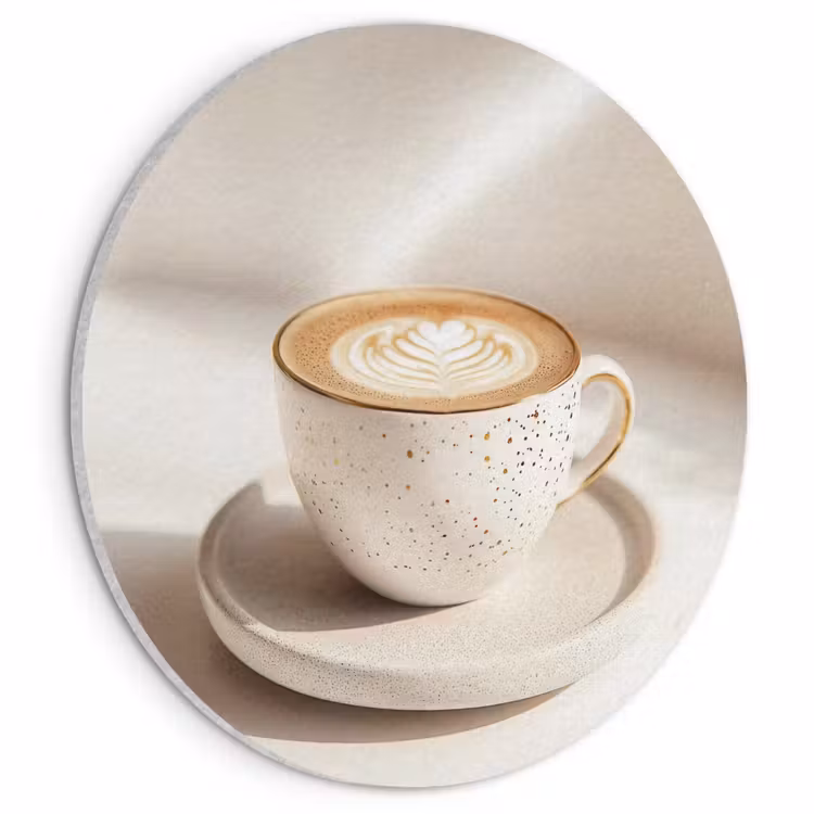 Akoestisch schilderij rond - Cappuccino - Schuim - Schotel - Beige — 1
