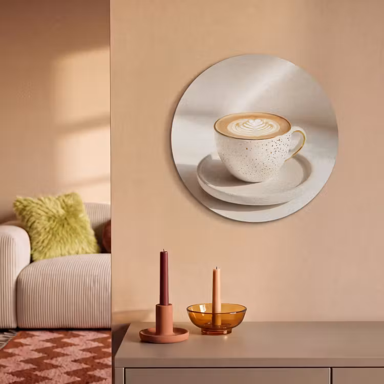 Akoestisch schilderij rond - Cappuccino - Schuim - Schotel - Beige — 3