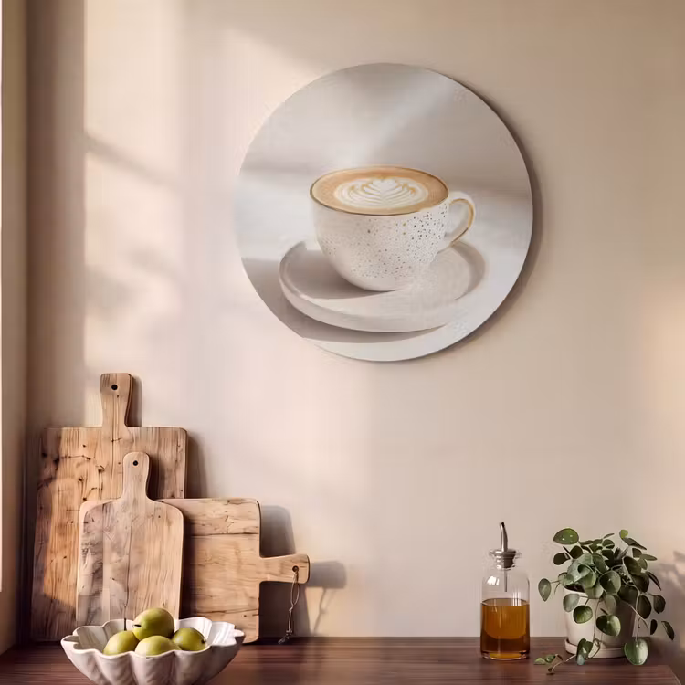 Akoestisch schilderij rond - Cappuccino - Schuim - Schotel - Beige — 4