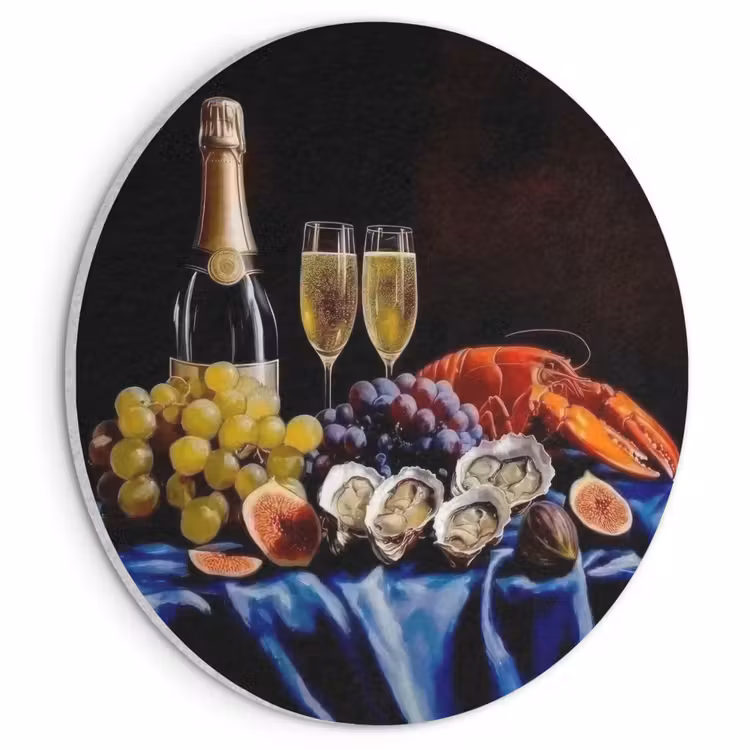 Akoestisch schilderij rond - Champagne - Luxe - Oesters — 1