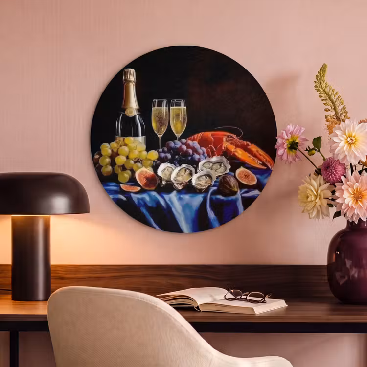 Akoestisch schilderij rond - Champagne - Luxe - Oesters — 2
