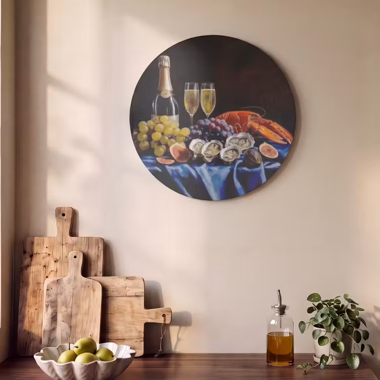 Akoestisch schilderij rond - Champagne - Luxe - Oesters — 4