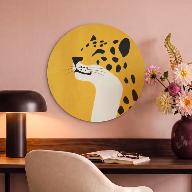 Akoestisch schilderij rond - Cheetah - Illustratie - Geel — 2
