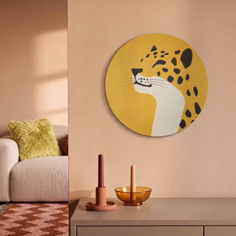 Akoestisch schilderij rond - Cheetah - Illustratie - Geel — 3