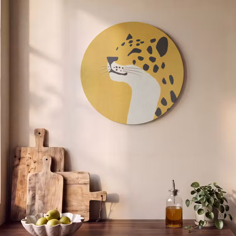 Akoestisch schilderij rond - Cheetah - Illustratie - Geel — 4