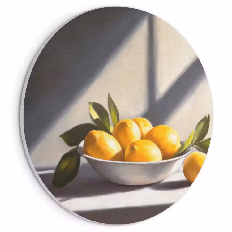 Akoestisch schilderij rond - Citroenen - Stilleven - Geel — 1