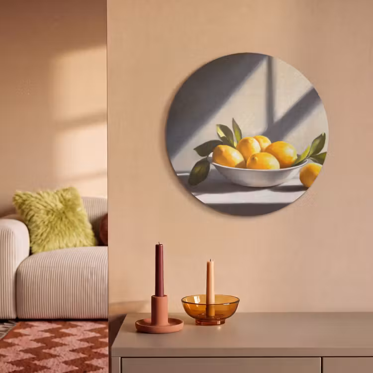 Akoestisch schilderij rond - Citroenen - Stilleven - Geel — 3