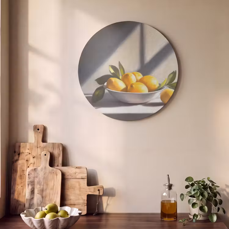 Akoestisch schilderij rond - Citroenen - Stilleven - Geel — 4