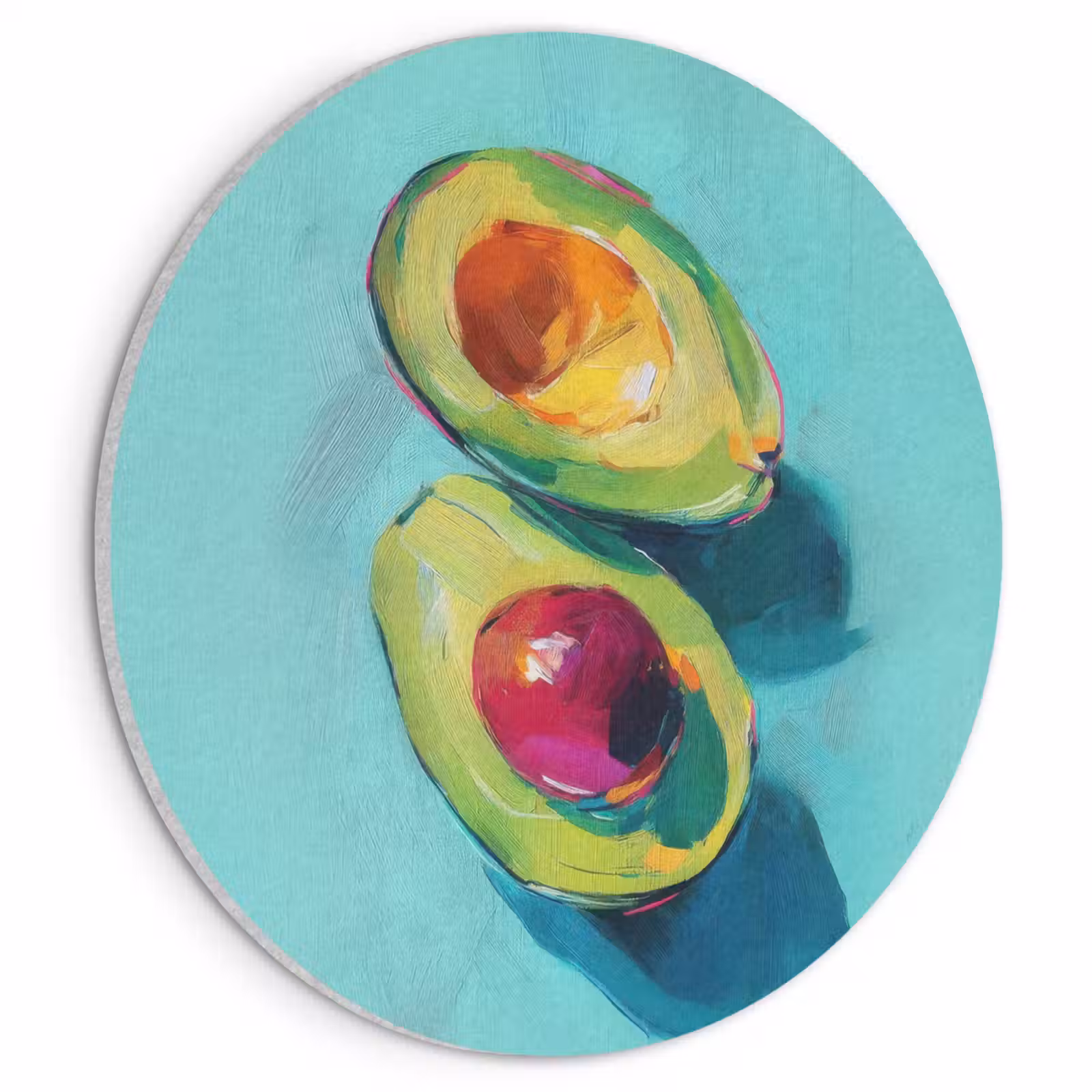 Akoestisch schilderij rond - Avocado - Groen - Pit - Schaduw — 1