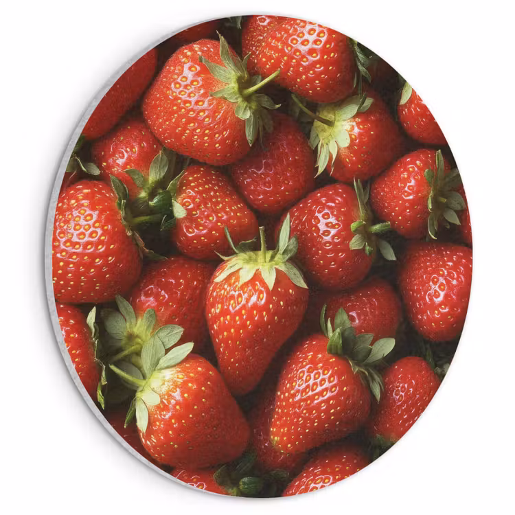 Akoestisch schilderij rond - Aardbei - Fruit - Rood — 1