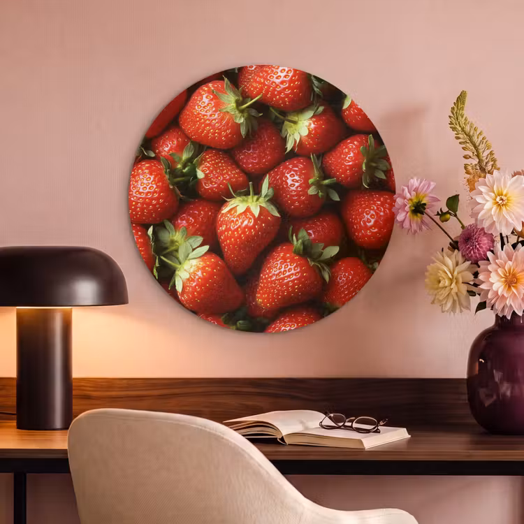 Akoestisch schilderij rond - Aardbei - Fruit - Rood — 2