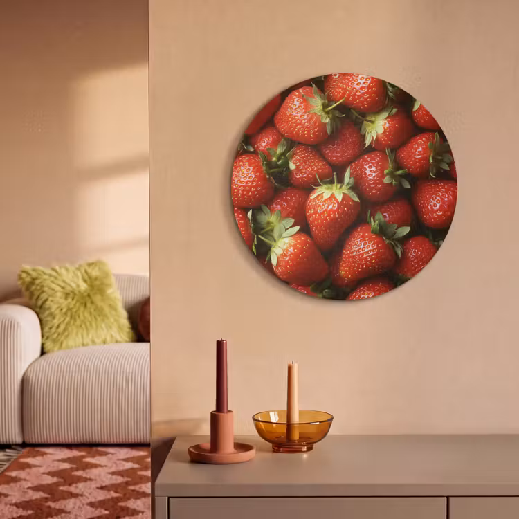 Akoestisch schilderij rond - Aardbei - Fruit - Rood — 3