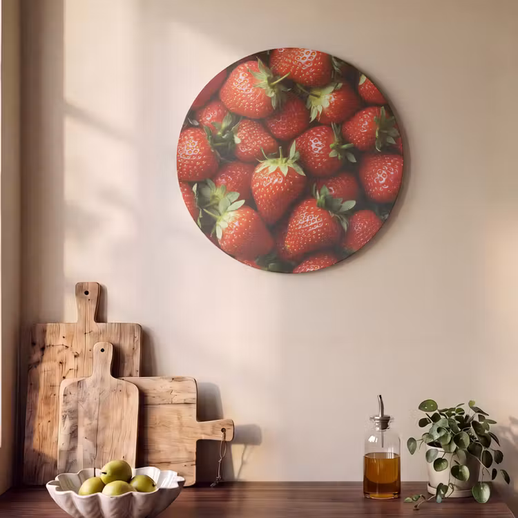 Akoestisch schilderij rond - Aardbei - Fruit - Rood — 4